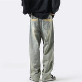 Men Jeans Spring Retro Straight-Leg Pants